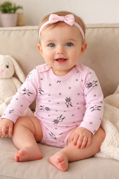Atlas Baby House بدلة أطفال حديثي الولادة مصنوعة من القطن بنسبة 100% بأكمام ط...