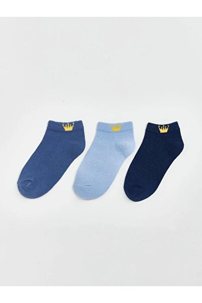 LC Waikiki Indigo Printed Boy's Booties Socks 3-Pack (S6)