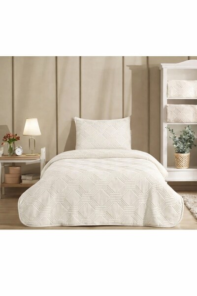 Özdilek Art Deco Single Blanket - Bone