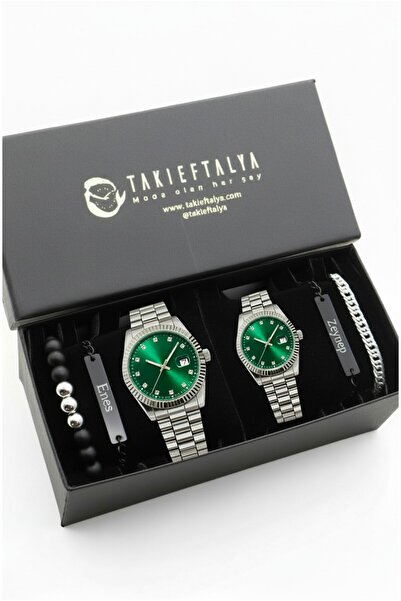 Northwatch Kişiye Özel Çift Saat ve İsimli Bileklik Seti – Sevgililer Günü He...