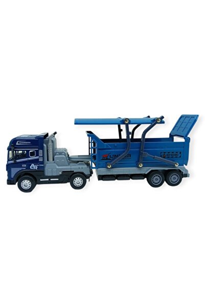 Lisinya Metal Tır 1:24 - Sesli Işıklı Taşıyıcı Dorseli Tır 30 cm - Lacivert (...