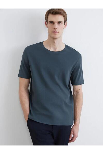 LC Waikiki Καφέ ανδρικό μπλουζάκι με λαιμόκοψη ποδηλάτου (S6)