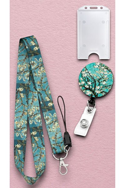 chic crazze حبل تعليق للهاتف بتصميم زهرة اللوز، مكون من ياقة مرتفعة متوسطة ال...