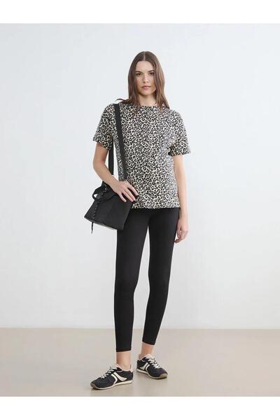 LC Waikiki Black Abdominal Panel Maternity Leggings (S6)