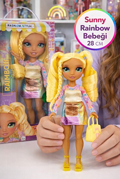 TOYFEST Rainbow High Sunny 28 Cm Sarı Uzun Saçlı Hareketli Moda Bebek Çantalı...