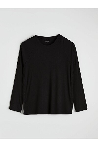 LC Waikiki Black Easy-To-Wear Women's Pajama Top with Snap Buttons on the Sle...