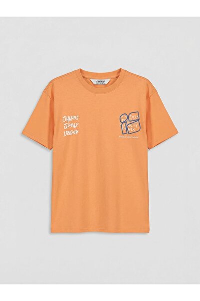 LC Waikiki Tricou pentru băieți din bumbac pieptănat cu imprimeu text și oraș...