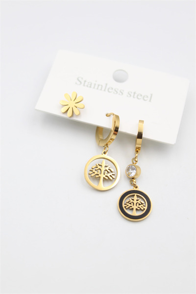 toyigoo 3-Piece Tree of Life Earrings - Gold