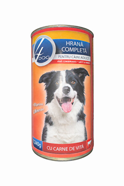 4DOGS 4DOG Hrană Umedă pentru Câini Adulți cu Carne de Vită, 1240 g
