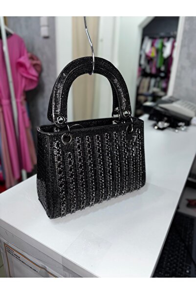 CATALEYA Elegant women's bag with rhinestones - evening clutch with handle, g...