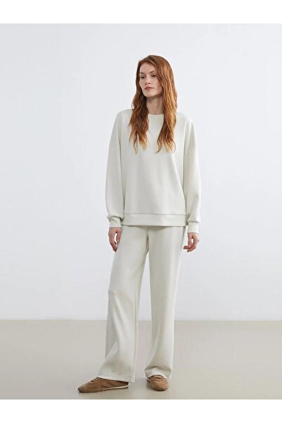 LC Waikiki Бежови широки панталони от мек плат за дамски спортен екип (S6)