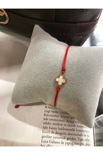 Çelik Sevgililer günü özel vanclefff kırmızı ip bileklik