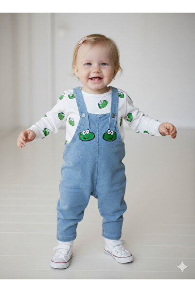 EYMİRGİYİM Long Sleeve Crocodile 2-Piece Salopet Transitional Unisex Baby Kid...