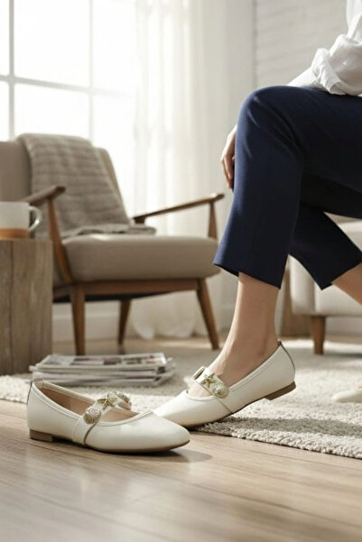 Huzurlu Adımlar Mussel Patterned Ballet Flats
