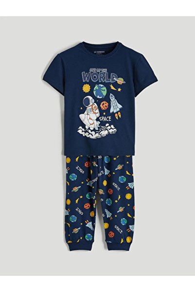 LC Waikiki Set de pijamale pentru băieți cu imprimeu și guler rotund (S6)