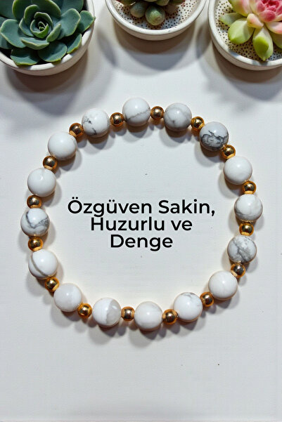 NBS Beautiful Naturel Stones Howlite Natural Stone Bracelet 8 mm a Positive L...