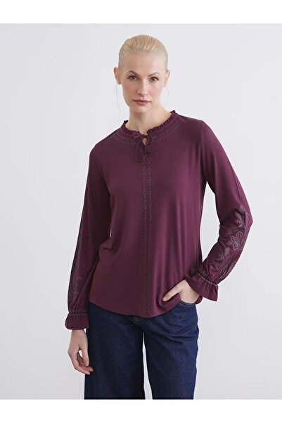 LC Waikiki Tie Collar Ruffled Patterned Blouse (S6)