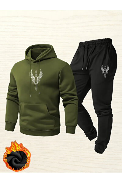 ALEYZA MODA Printed Hooded tracksuit set daxi̇s sportwear