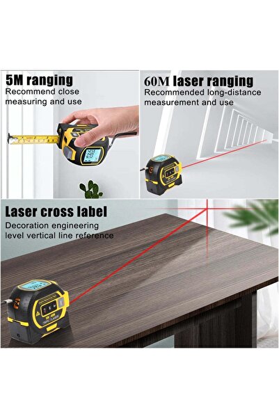 Lsc Ruleta Multifunctionala Cu Laser 3 in 1, Digitala, Smart,LSC , Telemetru Afisaj LCD, Masurare 60M