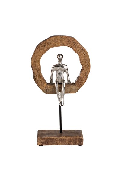 DavidaHome Wooden wreath decoration with figurine, 31.5 cm