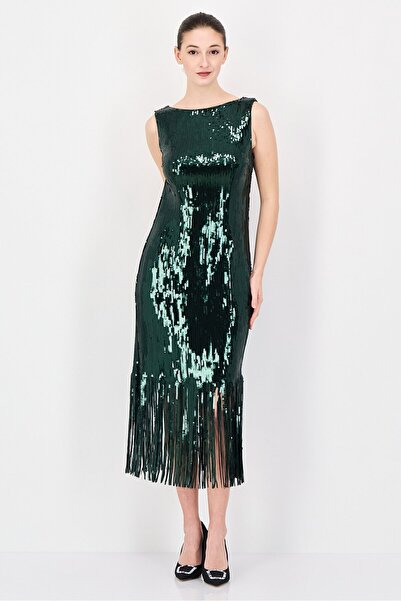 NANETTE LEPORE Women Sequin Detail Midi Party Dress, Emerald Green