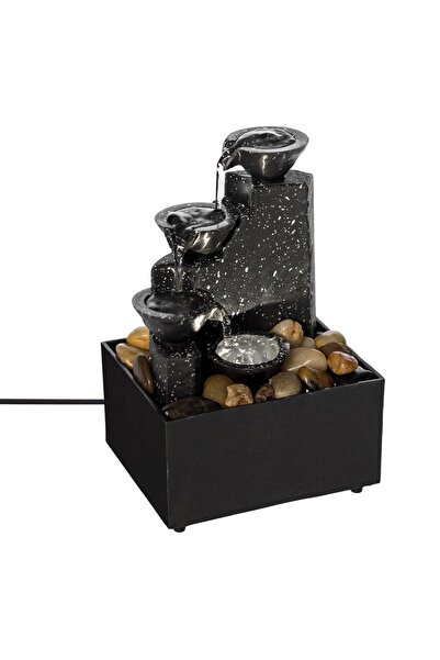 DavidaHome Artesian fountain, with running water and light, USB, black