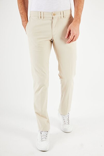 Ferrari بنطلون رجالي سادة بقصة عادية، بيج