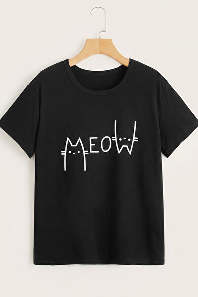 EFFRENATU Meow Printed Unisex Printed Combed Cotton T-Shirt