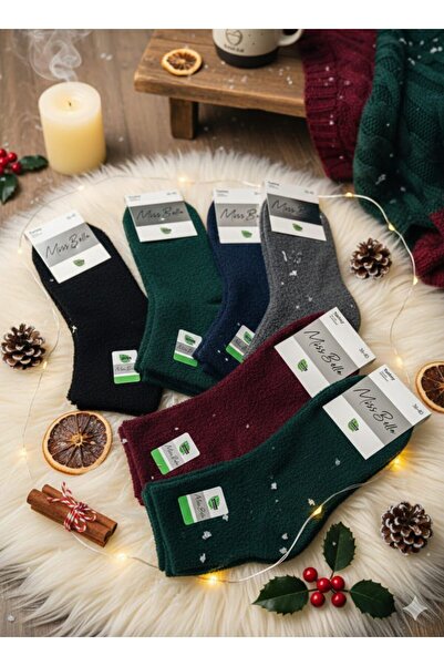 Valmira Kadın Ters Havlu Kışlık Dikişsiz Bambu Patik Çorap - 2 Çift - Karışık...