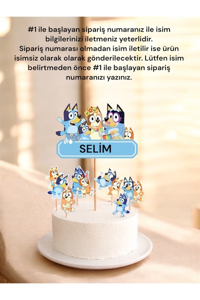 Sinem Gift Bluey Konseptli Pasta Süsü - Bluey Doğum Günü Pasta Süsü - Bluey K...