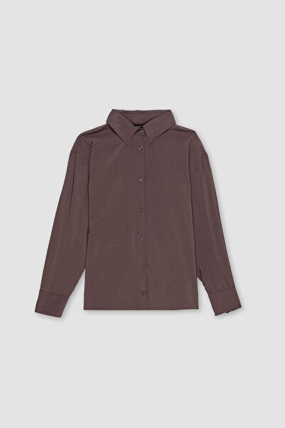 DeFacto Oversize Wide Fit Shirt Collar Long Sleeve Shirt E6616Ax25Sp