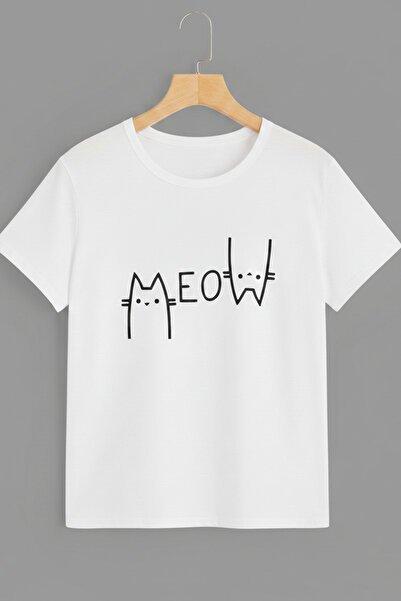 EFFRENATU Meow Printed Unisex Printed Combed Cotton T-Shirt