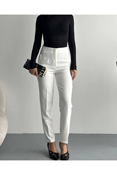 moda çağdaş بنطلون نسائي يومي بتفاصيل من قماش البايليه من تشيمالي