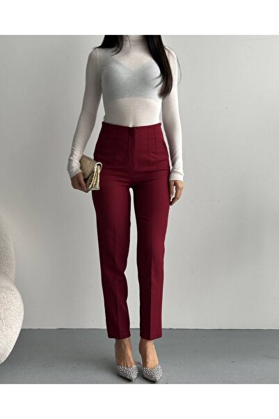 moda çağdaş بنطلون نسائي يومي بتفاصيل من قماش البايليه من تشيمالي