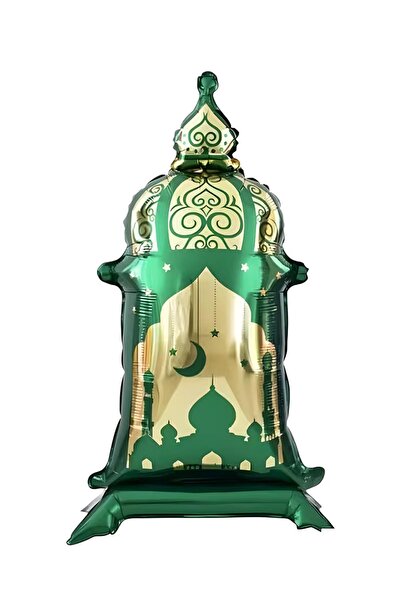 Patladı Gitti فانوس رمضان أخضر قائم بذاته 88×44 سم - زينة رمضانية كبيرة الحجم...