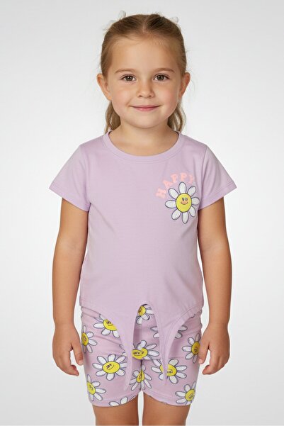 Freestyle Toddlers Girl 4 Pieces Graphic Print Top And Shorts Set, Multicolor