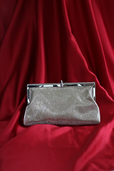 Moom Bag Women's Gold Metal Framed Evening Bag with Stone Detail and Chain