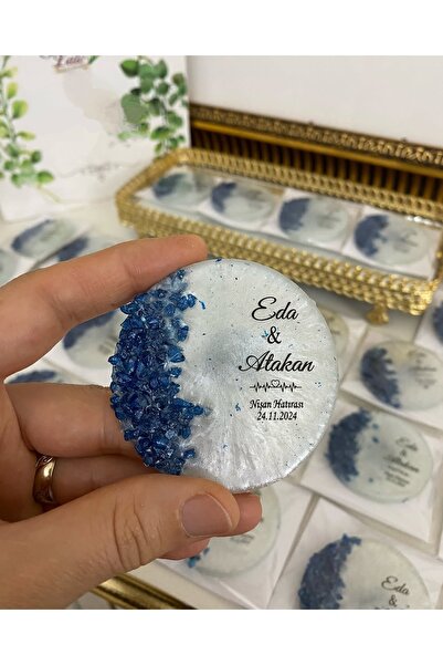 Siyah Lale Nikah Şekeri Epoksi Magnet Taşlı Paketli Nikah, Söz, Nişan Hediyel...