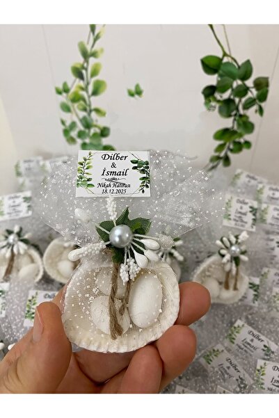 Siyah Lale Nikah Şekeri Deniz Kabuğu Fıstık Şekerli Nikah, Söz, Nişan Hediyel...