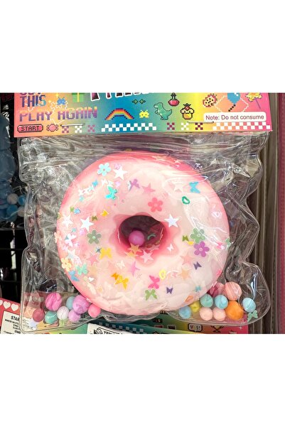 GLOW ACCESSORIES BAE Donut Pasta Yaldızlı Pembe Sukuşi 10 Cm Oyuncak Slime