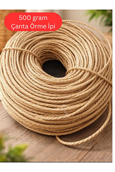 Mady Aksesuar Kraft Rope, 500 Grams, Natural Twisted Raffia Rope, Bag Basket ...