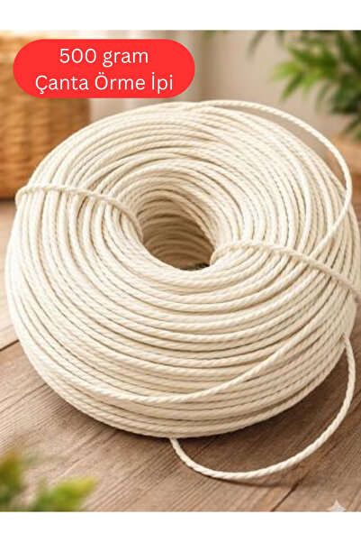 Mady Aksesuar Kraft İp, 500 gram 3.0mm, Doğal Bükümlü Rafya İp, Çanta Sepet i...