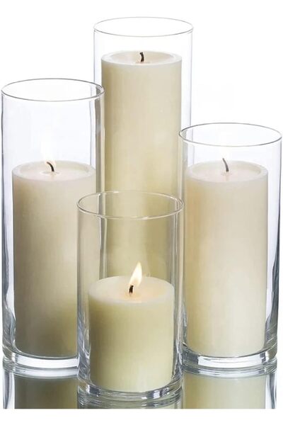 Mado Gallery 4pcs Glass Cylinder Vases for Flowers & Candles for Home, Events...
