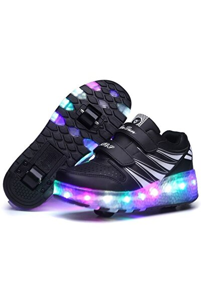 Beauenty حذاء رياضي جديد مضيء بعجلتين للبنات المراهقات، مزود بإضاءة LED، بتصم...