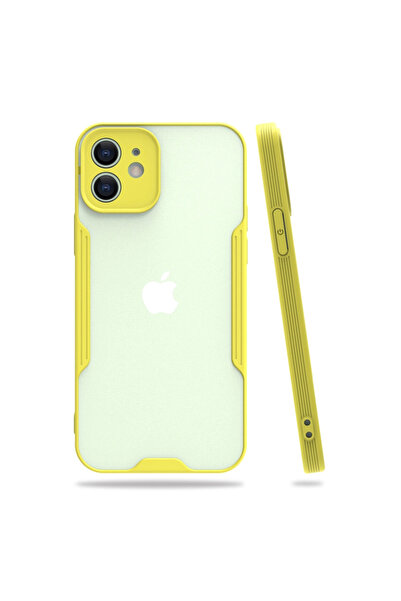 Najmaddin غطاء سيليكون بلاتيني لجهاز iPhone 12 - أصفر