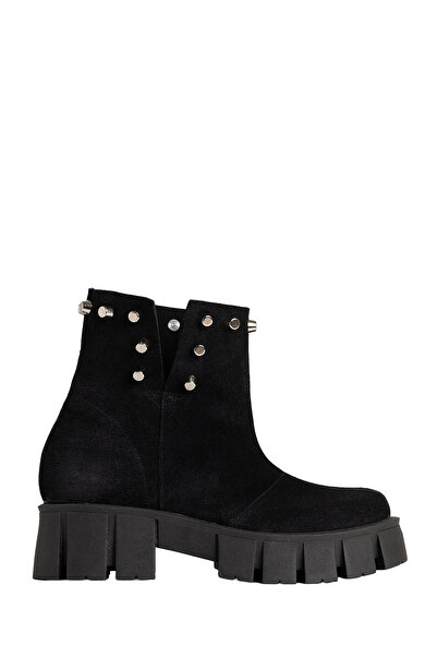 ToH Shoes Ava Boots Black Suede And Silver Spikes