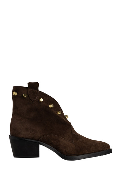 ToH Shoes Clara Brown Suede And Gold Studs Ankle Boots