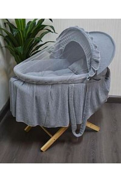 Fun Moment Moses Basket with Folding Base - Gray