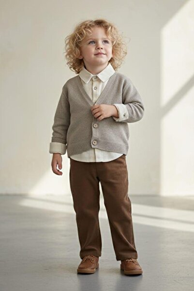 Minigimin Cicileri Tricotaj, Cardigan, Cămașă, Pantaloni, Set 3 piese pentru ...