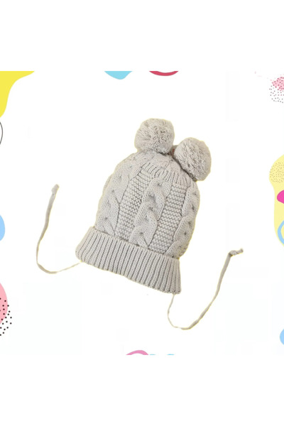Micii Ștrumfi Knitted hat for babies 12-24 months with 2 pompoms
